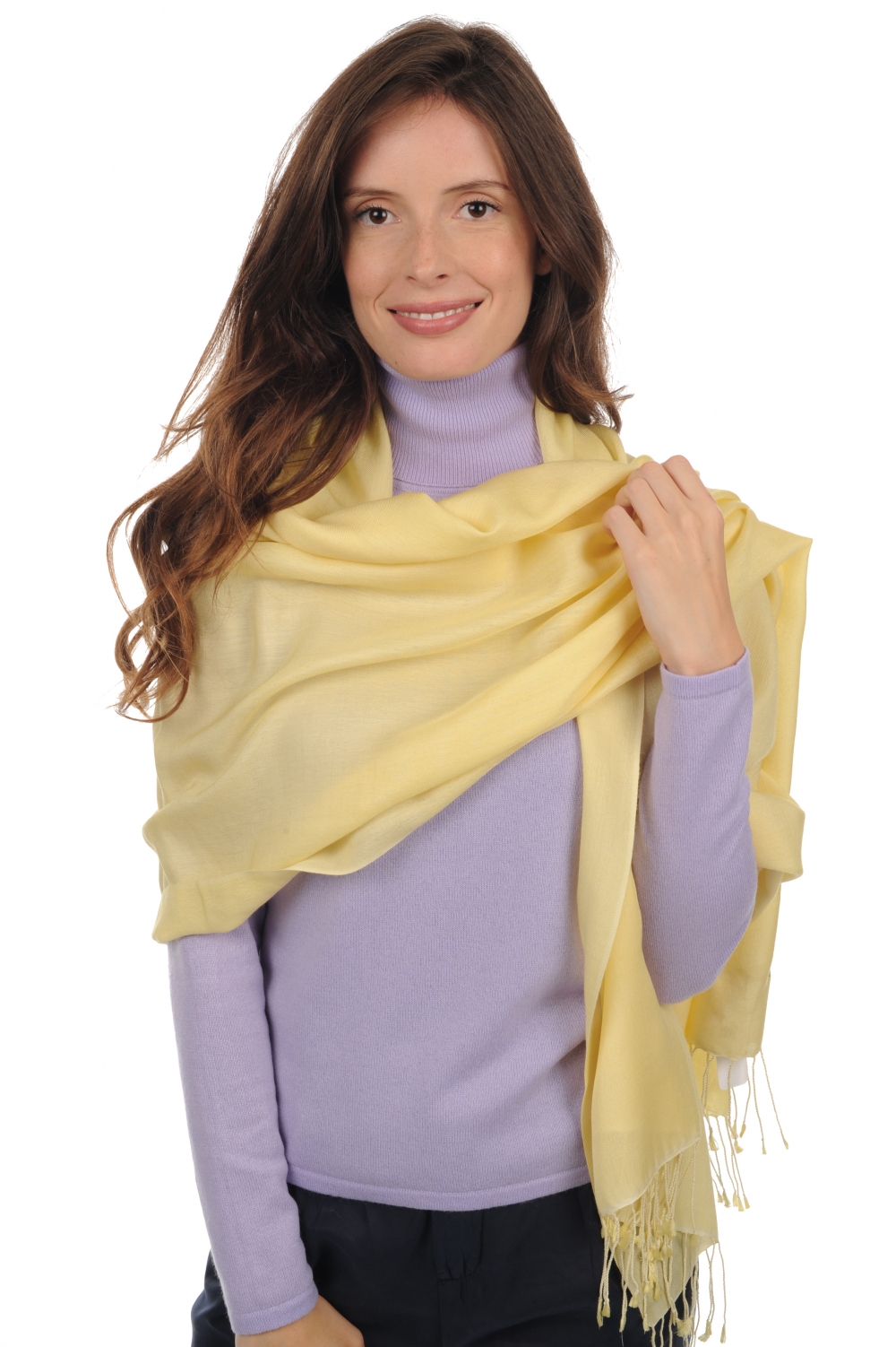 Cashmere & Seta cashmere donna platine giallo gioioso 204 cm x 92 cm